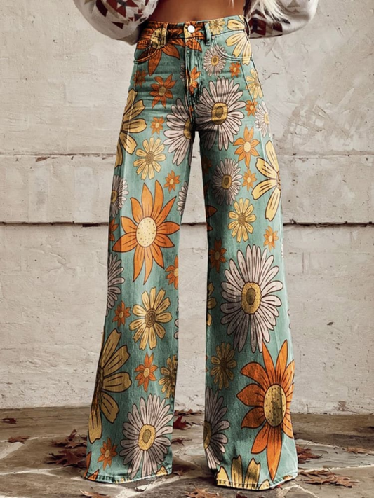 Firenze | Eleganti Pantaloni Bred con Fiori Vintage